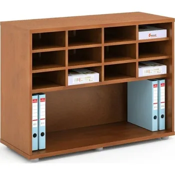 Policová skříň Policová skříň OFFICE s nikou, 12 přihrádek, 1 police, nízká