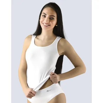 GINA dámské tílko prodloužené, širší ramínka, bezešvé, jednobarevné Bamboo Soft 08030P bílá L/XL