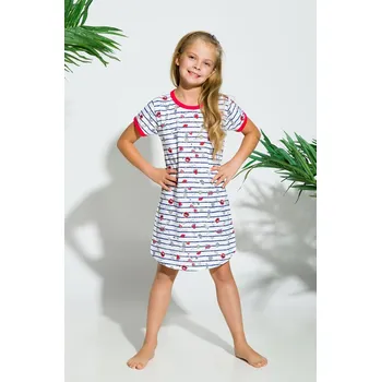Taro, dětská noční košile 2206-Pepa, krátký rukáv, červenobílá, vel. 104