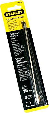 4 Lame Di Ricambio Stanley 0-15-061 Per Seghetto Da Traforo | 15 Denti Per Pollice, Lunghezza 160mm
