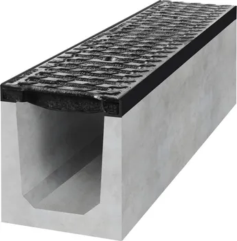 Odvodňovací žlab Gutta spádový betonový žlab D400 s litinovou mříží 11 / 1000 x 200 x 250 mm