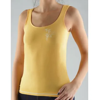 GINA dámské tílko, širší ramínka, bezešvé, s potiskem Bamboo Cotton 08986P angreštová bílá S/M