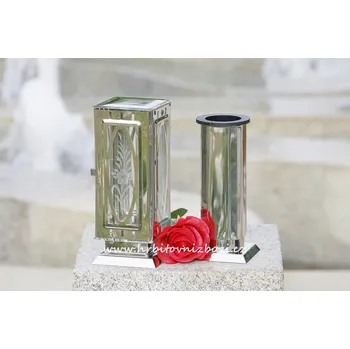 Smuteční dekorace Lampa malá zdobená s vázou čtyřbokou