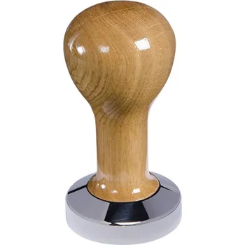 Buna café tamper, dub, lak, 51 mm, nerez lesk, plochý