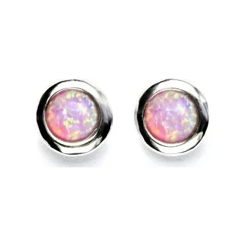 Náušnice Stříbrné náušnice, syntetický růžový opál, NŠ 1471