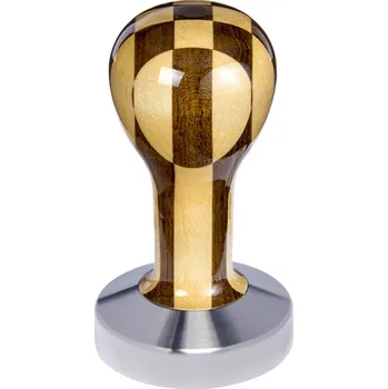 Buna café tamper, šachovnice, lak, 58 mm, nerez mat, plochý
