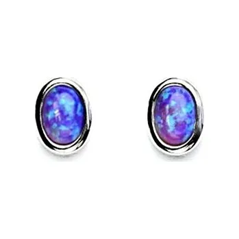 Náušnice Stříbrné náušnice, fialový syntetický opál, NŠ 1354