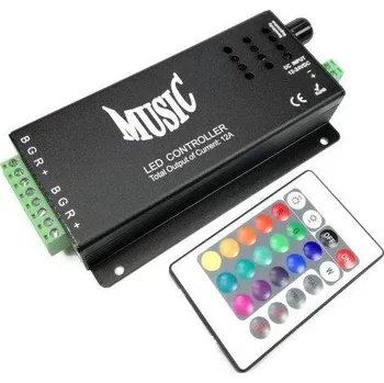 Příslušenství pro LED osvětlení Optonica MUSIC RGB kontroler s IR ovladačem pro RGB LED pásky 144W 24 tlačítek