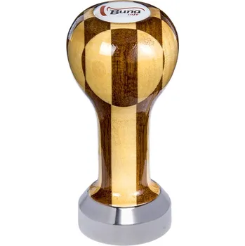 Buna café tamper, šachovnice, lak, SP, 41 mm, nerez mat, plochý