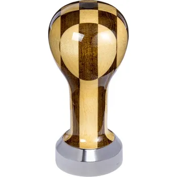 Buna café tamper, šachovnice, lak, 41 mm, nerez mat, plochý