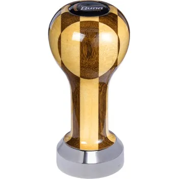 Buna café tamper, šachovnice, lak, TP, 41 mm, nerez mat, plochý