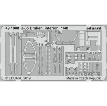 Plastikový model Eduard 1/48 J-35 Draken interior (HASEGAWA)