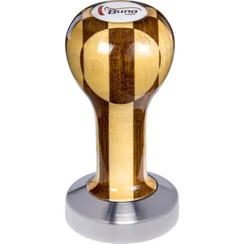 Buna café tamper, šachovnice, lak, SP, 49 mm, nerez mat, plochý