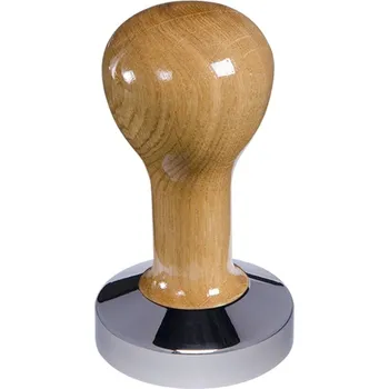 Buna café tamper, dub, lak, 58 mm, nerez lesk, konvexní