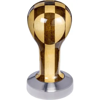 Buna café tamper, šachovnice, lak, 49 mm, nerez mat, plochý