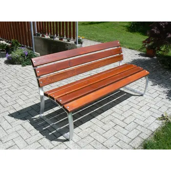 Zahradní stůl Venkovní parková lavička s oblým rámem, délka 1,6 m, 7 dřevěných latí