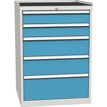 Dílenská zásuvková skříň DPO01A, 5 zásuvek, šedá/modrá