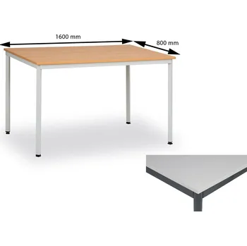 Psací stůl Jednací konferenční stůl 160x80 cm, nohy tmavě šedé/deska šedá, slevy
