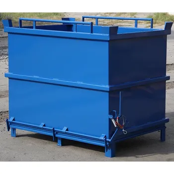 Úložný box Ocelový kontejner s výklopným dnem, objem 2000 litrů, modrý