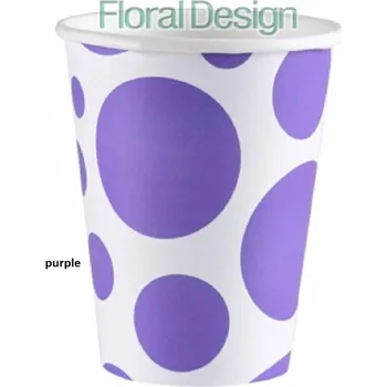 Jednorázové nádobí Papírový kelímek Puntík 266ml. purple 8ks (paper cups)