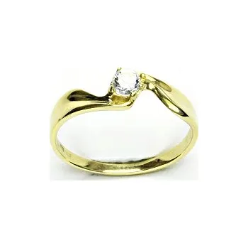 Prsten Zlatý prsten s čirým zirkonem, žluté zlato, T 1026