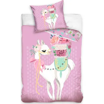 Povlečení Tiptrade Lama růžové 140 x 200, 70 x 90 cm zip