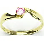 Zlatý prsten s růžovým zirkonem, žluté zlato, T 1026