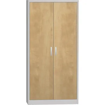 Skříň s lamino dveřmi, VxŠxH: 1950x950x400 mm, šedá/bříza
