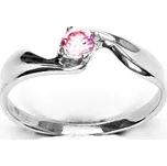 Zlatý prsten s růžovým zirkonem, bílé zlato, T 1026