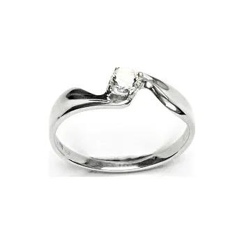 Prsten Zlatý prsten s čirým zirkonem, bílé zlato, T 1026