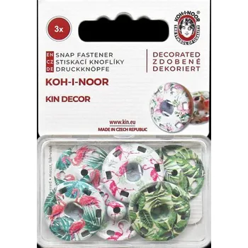 Knoflík Knoflíky stiskací, patentky v.8/21mm, 3ks/plameňáci