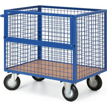 Plošinový vozík se síťovanou klecí, nosnost 400 kg
