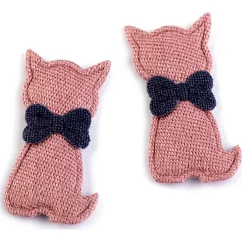 Textilní aplikace kočka 390648 - světlá starorůžová