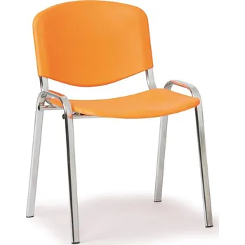 Konferenční plastová židle - chromovaná podnož, barva oranžová