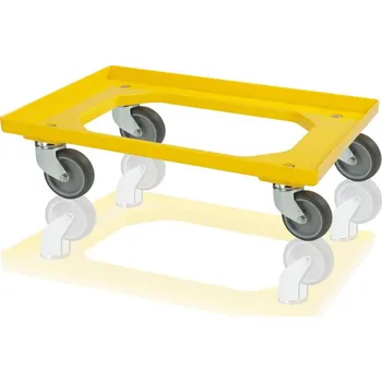 Podvozek pod přepravky, 2 otočná kola, žlutý
