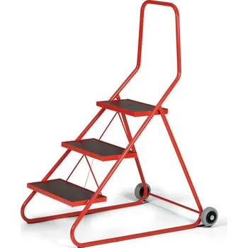 Žebřík Pojízdné ocelové schůdky, horní schod 630 mm, nosnost 130 kg