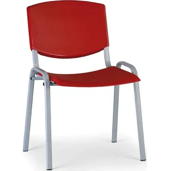 Konferenční plastová židle - šedá podnož, barva červená