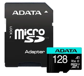 Paměťová karta ADATA microSDXC 128 GB Class 10 UHS-I A1 U3 V30S + SD adaptér (AUSDX128GUI3V30SA2-RA1)