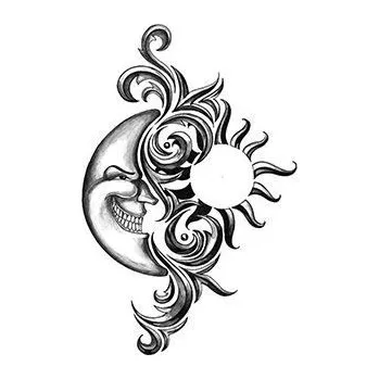 Odstranitelné tetování Měsíc a slunce - tribal nalepovací tetování