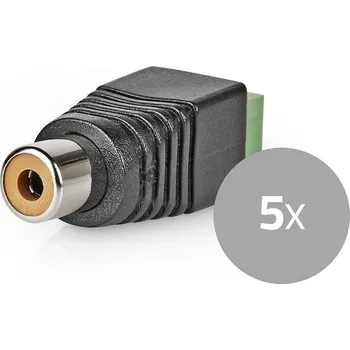 Audio kabel Nedis CINCH zásuvka s terminálovou svorkovnicí, 5 ks (CCTVCF40BK5)