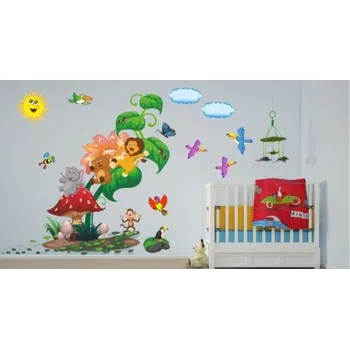 Samolepící dekorace Veselá zvířátka samolepka na zeď M-km