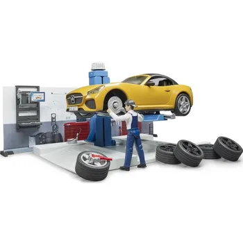 autíčko Bruder BWorld 62110 Autodílna s mechanikem a autem