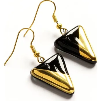 Náušnice Zlatočerné skleněné náušnice - trojúhelník N5003