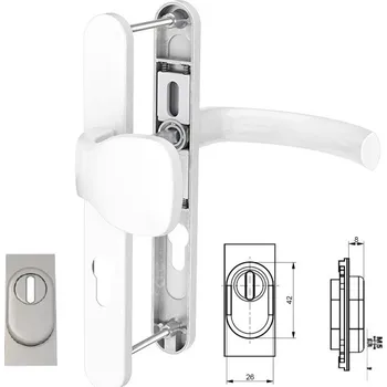 Dveřní kování ROTO Klika-koule JUPITER široký štítek 52 mm s překrytím Barva: Bílá RAL 9016