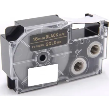 Pásek do tiskárny Kompatibilní páska s Casio XR-18BKG 18mm x 8m zlatý tisk / černý podklad