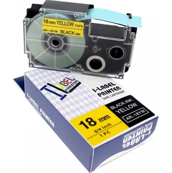 Casio R11YW (XR-18HSYW), 18mm x 2m, černý tisk / žlutý podklad, smršťovací, kompatibilní páska
