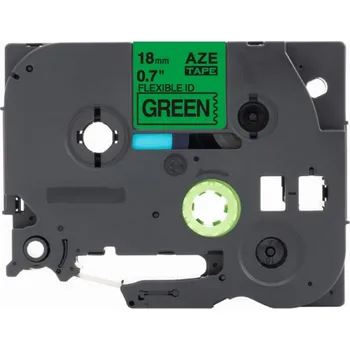 Pásek do tiskárny Kompatibilní páska s Brother TZ-FX741 / TZe-FX741, 18mm x 8m, flexi, černý tisk /zelený podklad