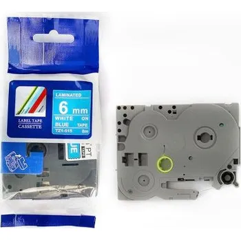 Pásek do tiskárny Kompatibilní páska s Brother TZ-515 / TZe-515, 6mm x 8m, bílý tisk / modrý podklad