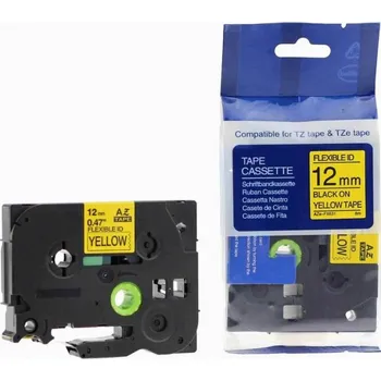 Pásek do tiskárny Kompatibilní páska s Brother TZ-FX631/TZe-FX631 12mm x 8m, flexi, černý tisk/žlutý podklad