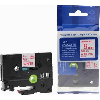 Pásek do tiskárny Kompatibilní páska s Brother TZ-222 / TZe-222, 9mm x 8m, červený tisk / bílý podklad